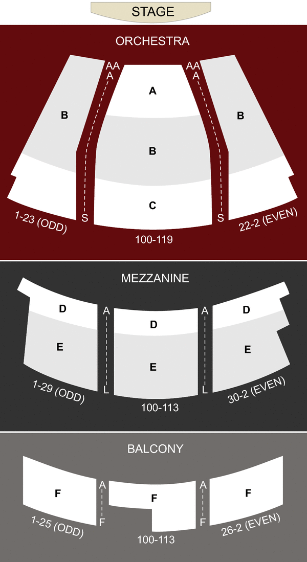 Dupont Theatre Wilmington, DE - seating chart and stage